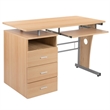 Bowery Hill 3 Drawers Wood/Steel Pedestal Computer Desk in Maple