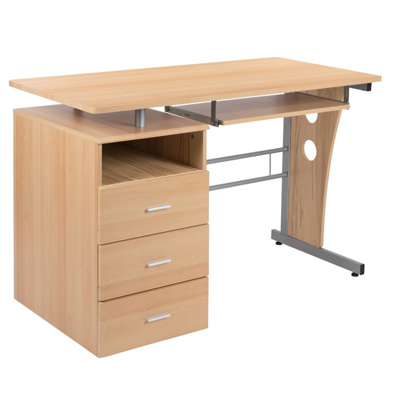 Bowery Hill 3Drawers Pedestal Computer Desk in Maple Cymax Business