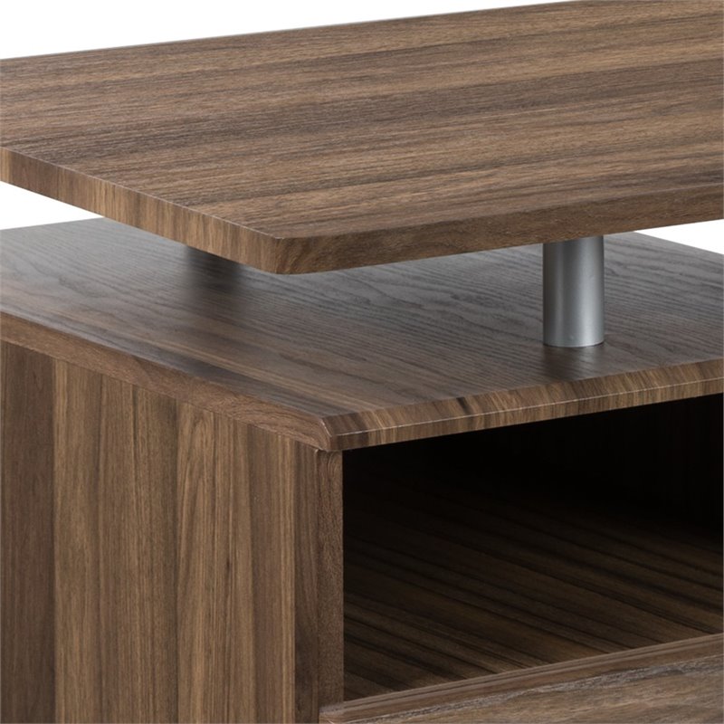 Bowery Hill Rustic 3-Drawers Pedestal Computer Desk in Rustic Walnut