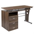 Bowery Hill Rustic 3-Drawers Pedestal Computer Desk in Rustic Walnut