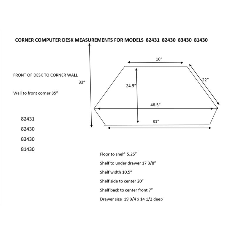 Bowery Hill Solid Wood Corner Computer Desk in Black