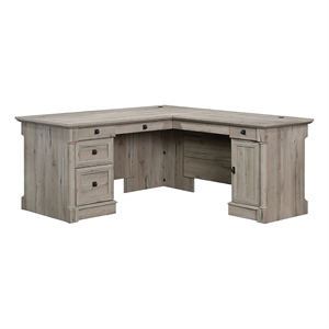 Bowery Hill L-shaped Contemporary Engineered Wood Computer Desk in Split Oak