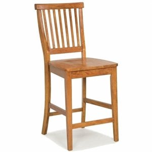 Bowery Hill 24&quot Wooden Spindle Back Counter Stool in Cottage Oak
