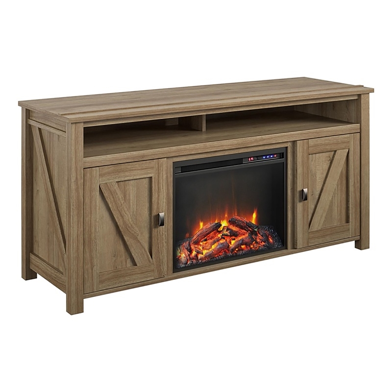 Bowery Hill Modern Wood Fireplace TV Stand for TVs up to 60'' in Light Brown