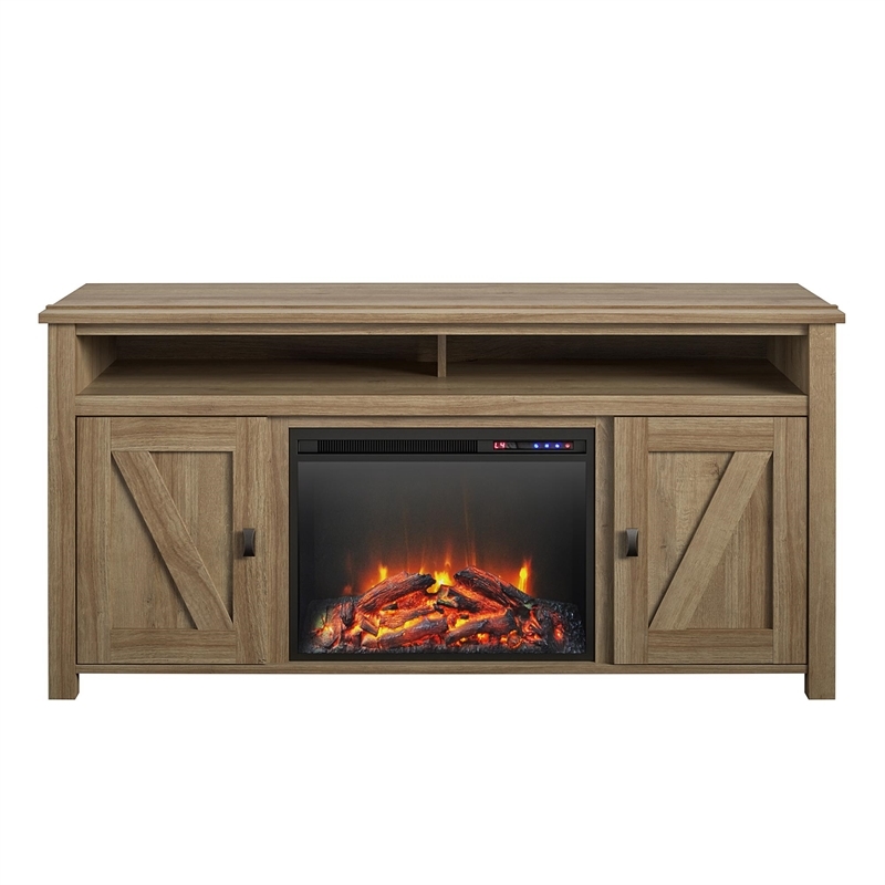 Bowery Hill Modern Wood Fireplace TV Stand for TVs up to 60'' in Light Brown