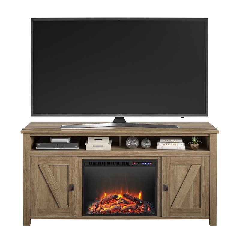 Bowery Hill Modern Wood Fireplace TV Stand for TVs up to 60'' in Light Brown