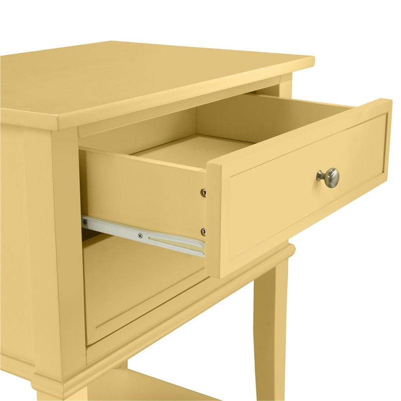 Bowery Hill 2 Drawer Wooden Accent Table in Yellow