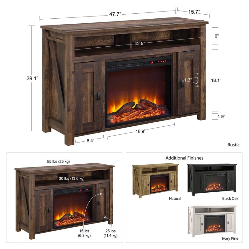 Bowery Hill Wooden Electric Fireplace TV Stand for TVs up to 50