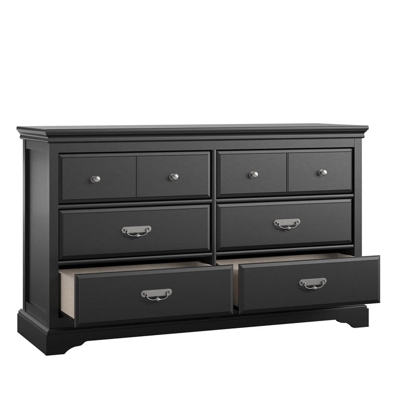 Bowery Hill 6 Drawer Wooden Dresser in Black