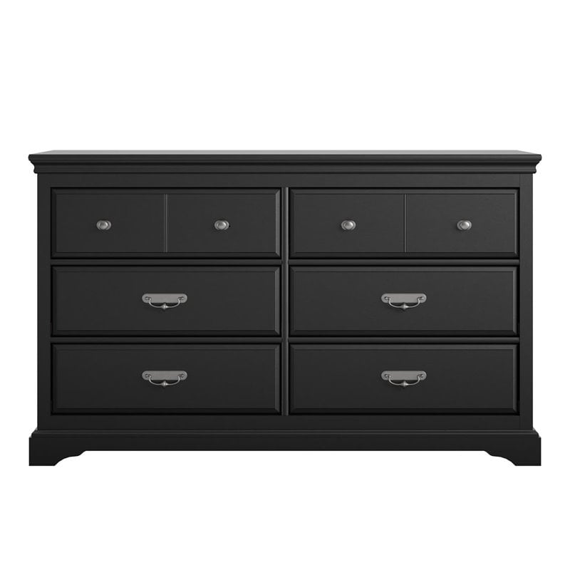 Bowery Hill 6 Drawer Wooden Dresser in Black