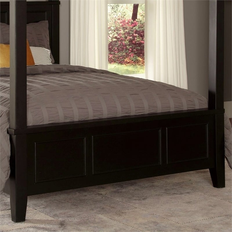 Bowery Hill Wood King Poster Raised Panel Bed in Black