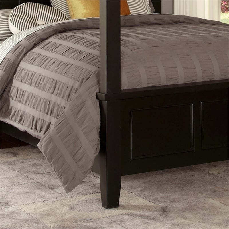 Bowery Hill Wood King Poster Raised Panel Bed in Black
