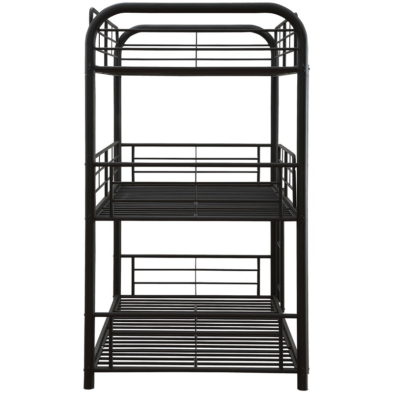 Bowery Hill Contemporary Metal Twin Triple Bunk Bed in Sandy Black