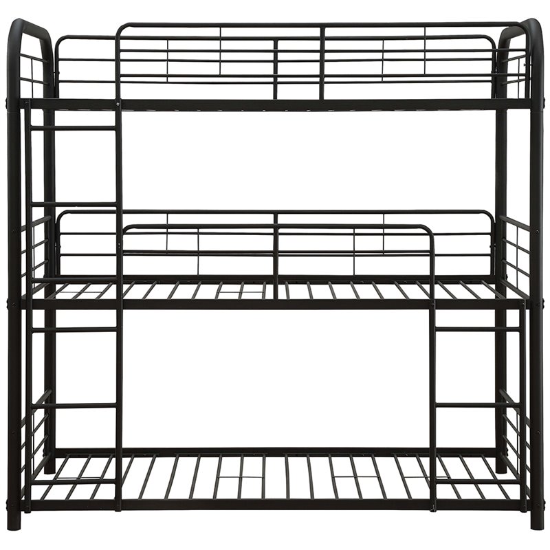 Bowery Hill Contemporary Metal Twin Triple Bunk Bed in Sandy Black