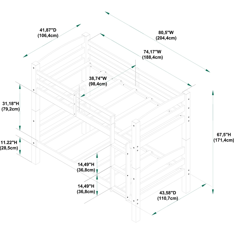 Bowery Hill Twin Over Twin Solid Wood Bunk Bed in White