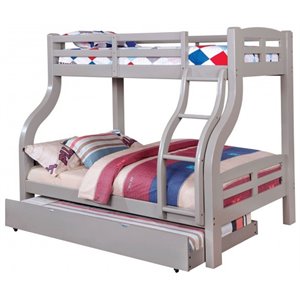 Bowery Hill Twin Over Full Wooden Bunk Bed in Gray