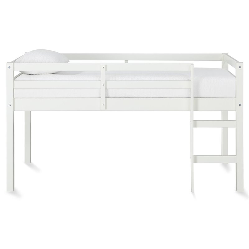 Bowery Hill Traditional Wood Bedroom Twin Junior Loft Bed in White