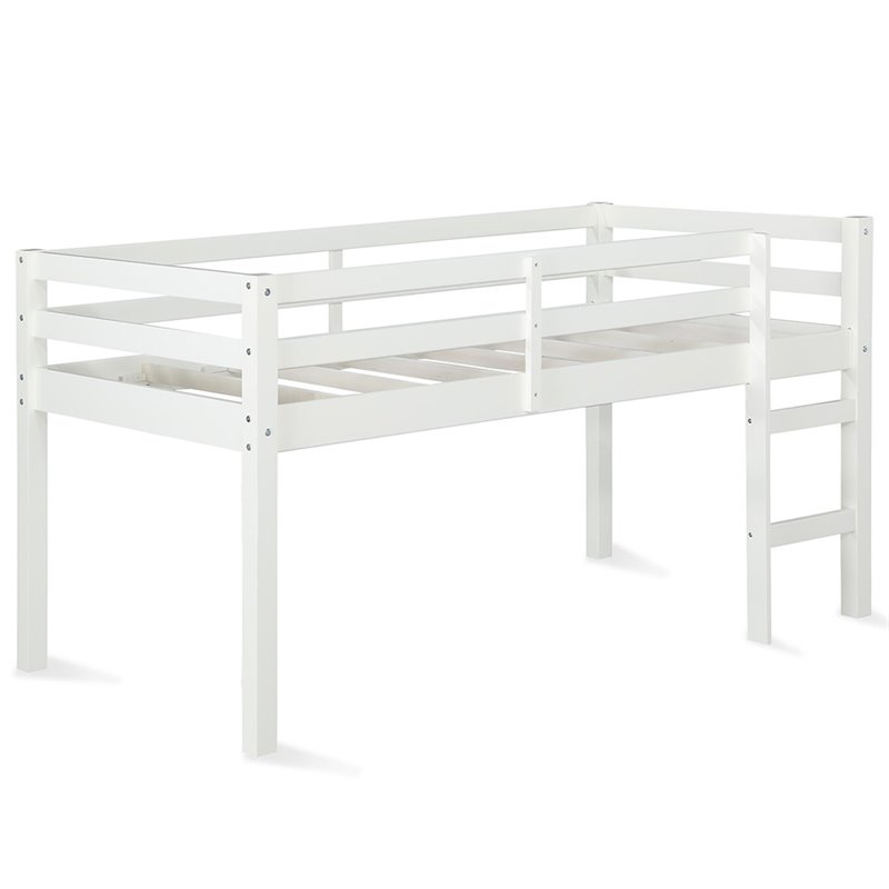Bowery Hill Traditional Wood Bedroom Twin Junior Loft Bed in White