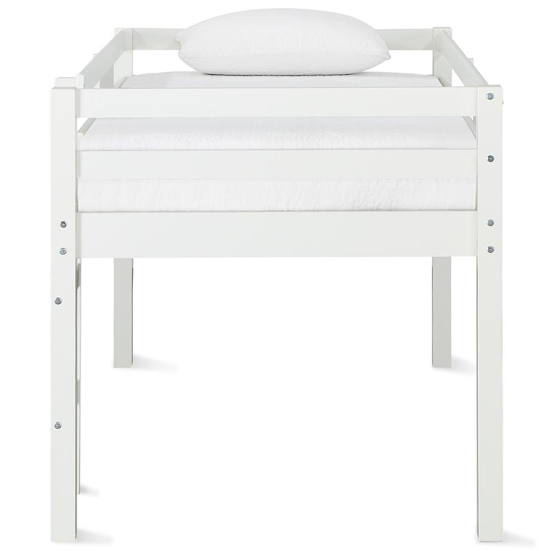 Bowery Hill Traditional Wood Bedroom Twin Junior Loft Bed in White