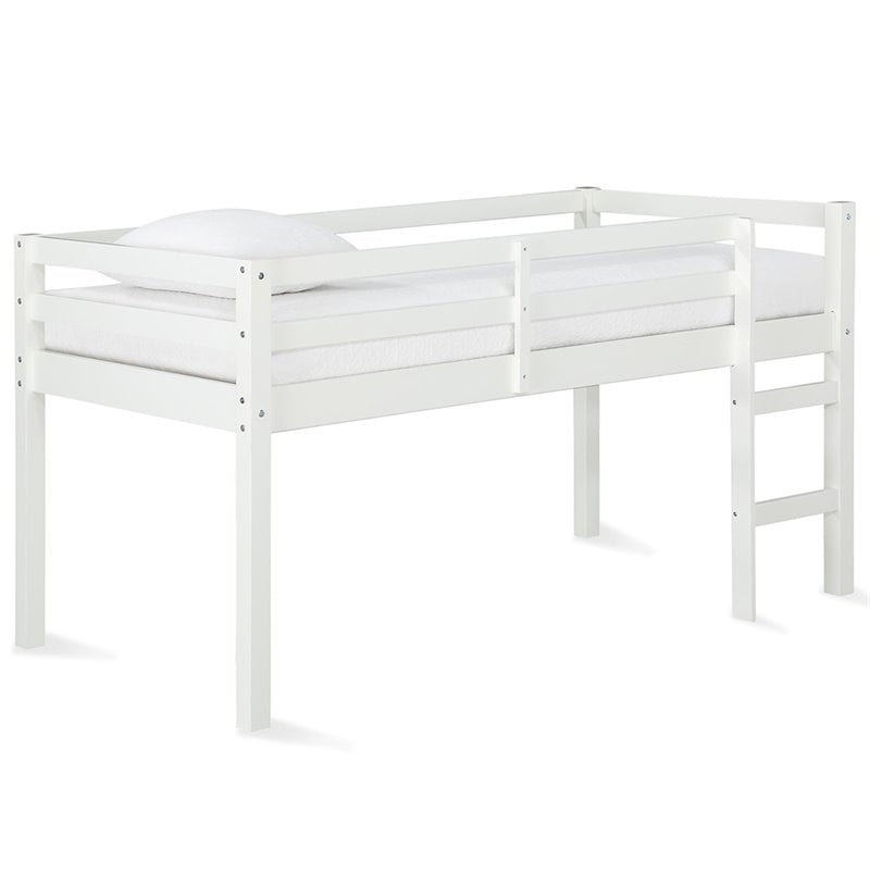 Bowery Hill Traditional Wood Bedroom Twin Junior Loft Bed in White