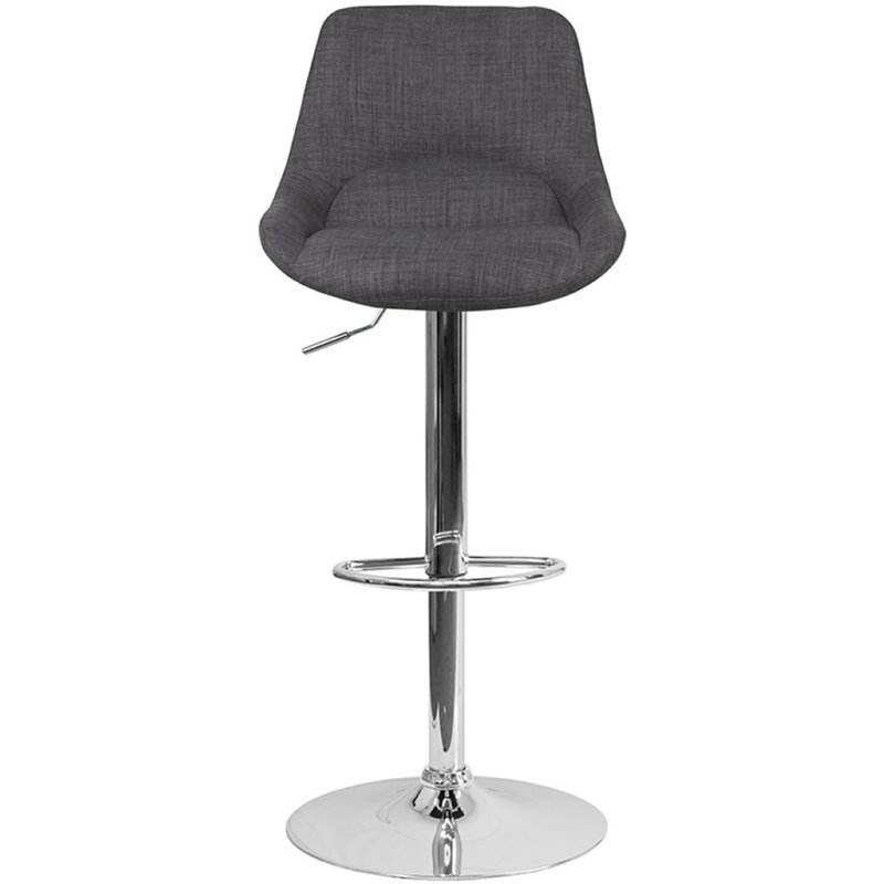 Bowery Hill Gas Lift Adjustable Fabric Upholstered Swivel Bar Stool in Dark Gray