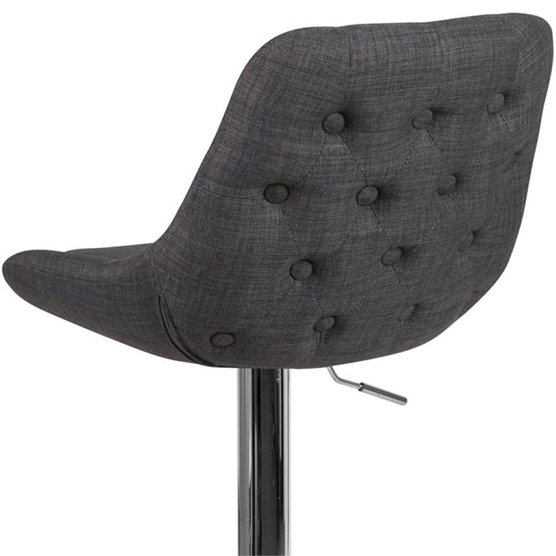 Bowery Hill Gas Lift Adjustable Fabric Upholstered Swivel Bar Stool in Dark Gray