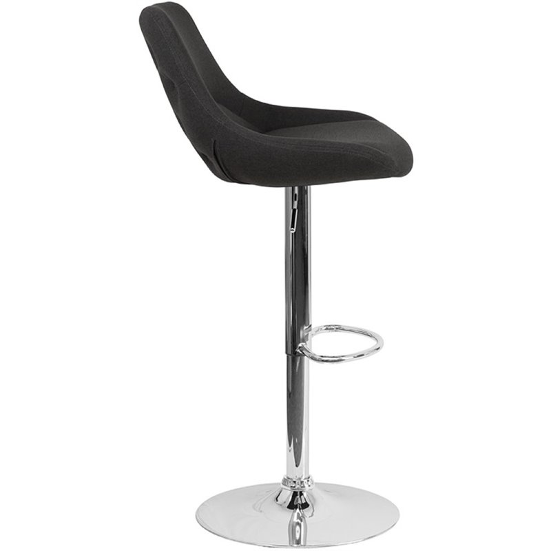 Bowery Hill Gas Lift Adjustable Fabric Upholstered Swivel Bar Stool in Black