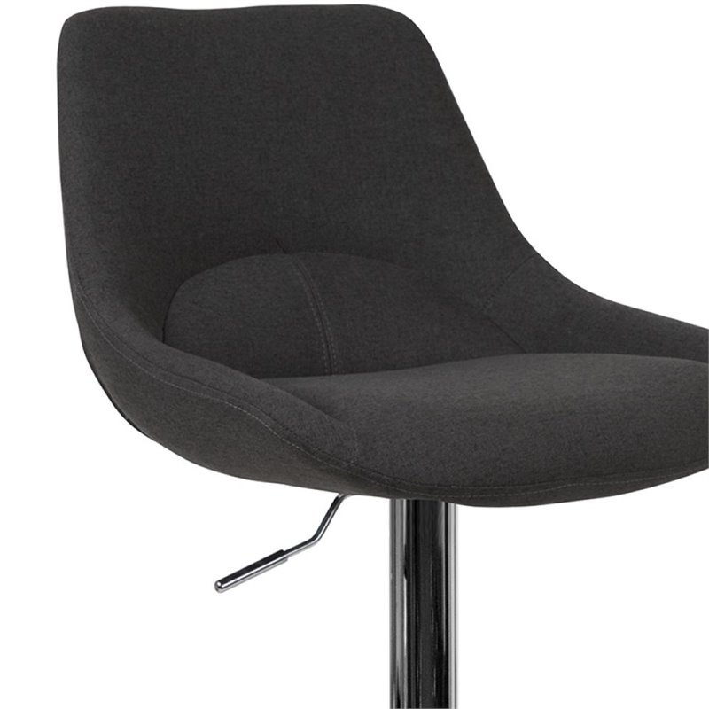 Bowery Hill Gas Lift Adjustable Fabric Upholstered Swivel Bar Stool in Black