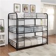 Bowery Hill Full Triple Metal Bunk Bed in Sandy Black