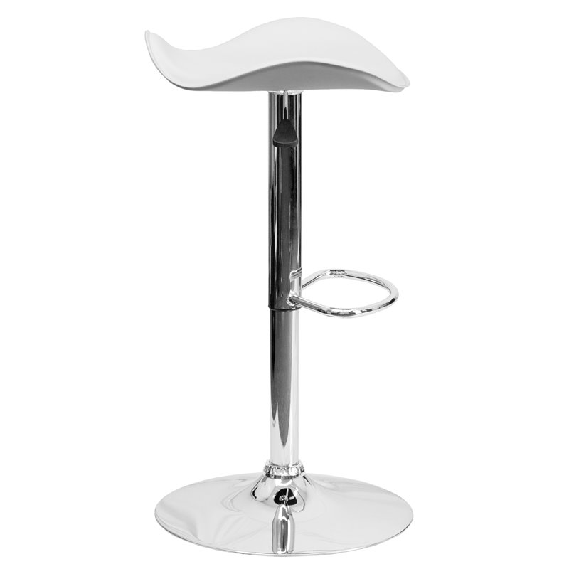 Bowery Hill Contemporary Adjustable Faux Leather Bar Stool in White