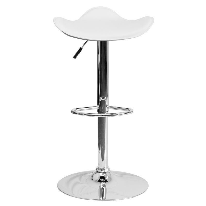 Bowery Hill Contemporary Adjustable Faux Leather Bar Stool in White