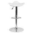 Bowery Hill Contemporary Adjustable Faux Leather Bar Stool in White