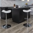 Bowery Hill Contemporary Adjustable Faux Leather Bar Stool in White