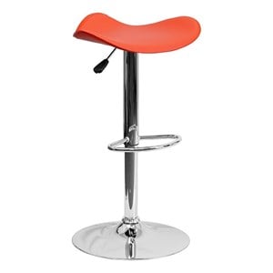 Bowery Hill 23.75&quot Contemporary Vinyl Adjustable Bar Stool in Orange