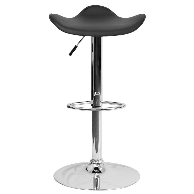 Bowery Hill Contemporary Adjustable Faux Leather Bar Stool in Black