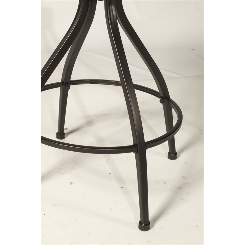 Bowery Hill Adjustable Wooden Swivel Backless Bar Stool in Distressed Walnut