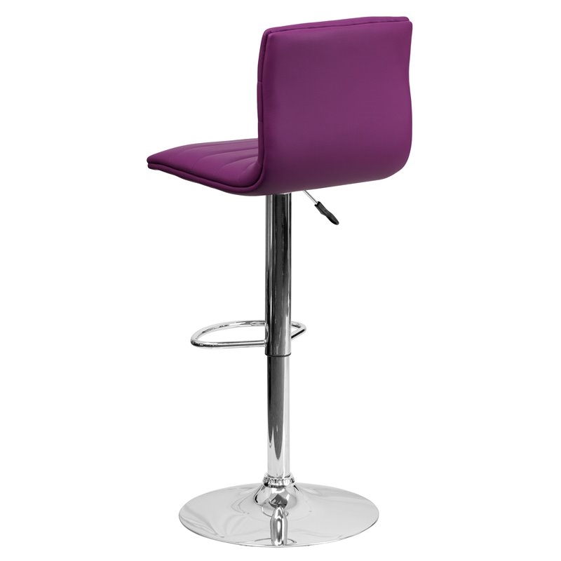 Bowery Hill 24'' Contemporary Faux Leather Adjustable Bar Stool in Purple/Chrome