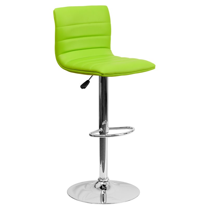 Bowery Hill Adjustable Faux Leather Striped Bar Stool in Green