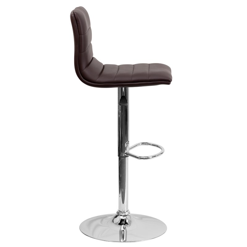 Bowery Hill Adjustable Faux Leather Striped Bar Stool in Brown