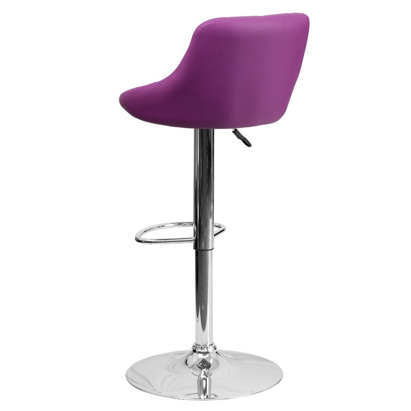 Bowery Hill Adjustable Faux Leather, Purple Faux Leather Bar Stools