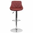Bowery Hill Adjustable Faux Leather Quilted Bucket Seat Bar Stool in Burgundy
