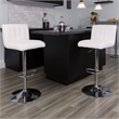 Bowery Hill Adjustable Faux Leather Quilted Bar Stool in White