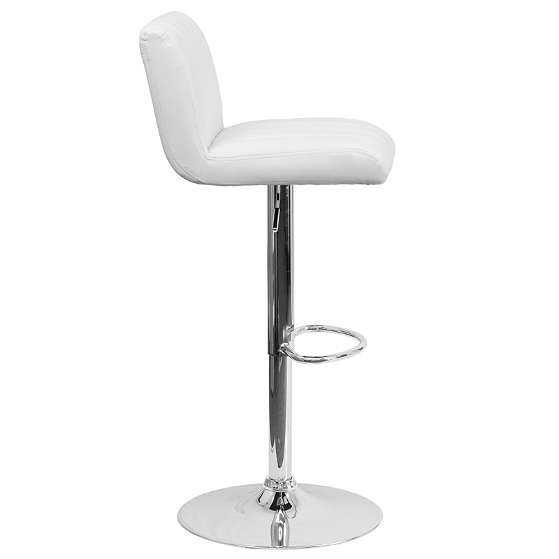 Bowery Hill Adjustable Faux Leather Quilted Bar Stool in White