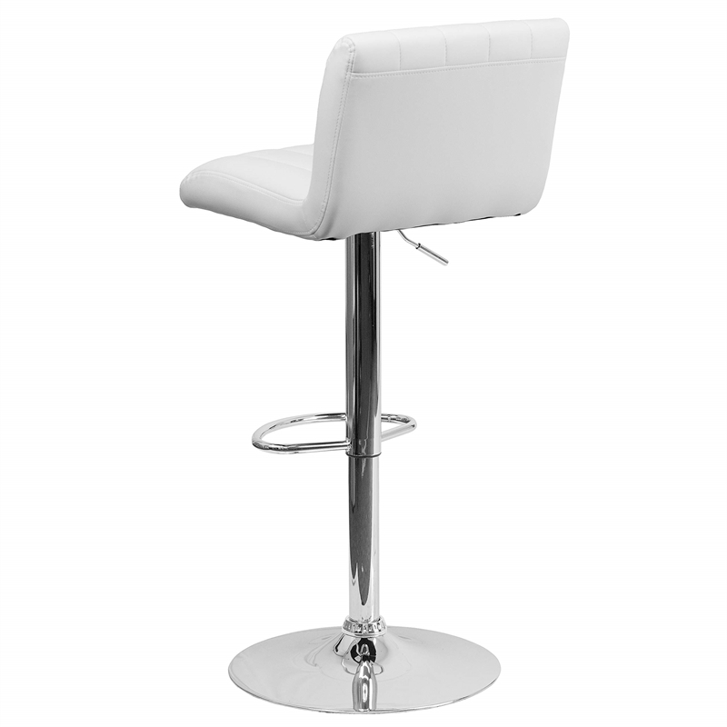 Bowery Hill Adjustable Faux Leather Quilted Bar Stool in White