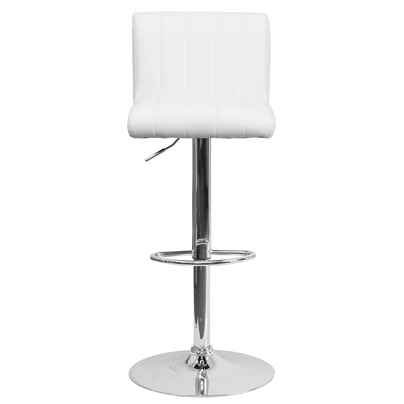 Bowery Hill Adjustable Faux Leather Quilted Bar Stool in White