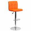 Bowery Hill Adjustable Faux Leather Quilted Bar Stool in Orange
