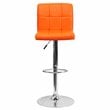 Bowery Hill Adjustable Faux Leather Quilted Bar Stool in Orange