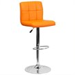 Bowery Hill Adjustable Faux Leather Quilted Bar Stool in Orange