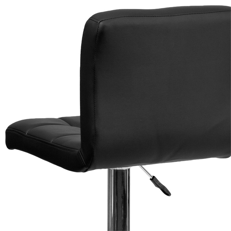 Bowery Hill Adjustable Faux Leather Quilted Bar Stool in Black