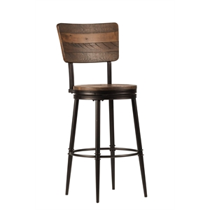 Bowery Hill 30&quot Wooden Swivel Bar Stool in Distressed Walnut